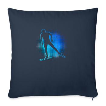 Ski de fond Classique Ski de fond Ski de fond féminin - Housse de coussin décorative 45 x 45 cm - bleu marine - Devant