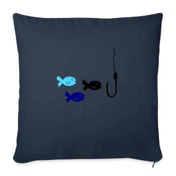 Pêche au poisson - Housse de coussin décorative 45 x 45 cm - bleu marine - Devant