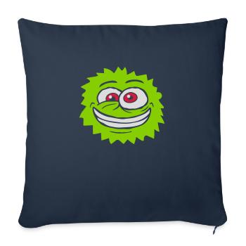 Visage fou de monstre poilu - Housse de coussin décorative 45 x 45 cm - bleu marine - Devant