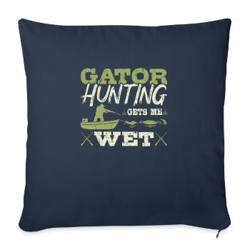 La chasse au gator me mouille, drôle d’alligator vintage - Housse de coussin décorative 45 x 45 cm - bleu marine - Devant