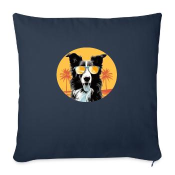 Border Collie - Housse de coussin décorative 45 x 45 cm - bleu marine - Devant