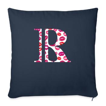 Lettre r bisous - Housse de coussin décorative 45 x 45 cm - bleu marine - Devant
