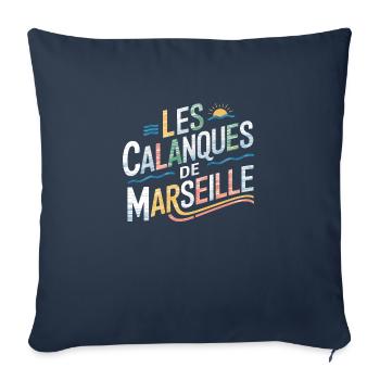 Les Calanques de Marseille - Housse de coussin décorative 45 x 45 cm - bleu marine - Devant