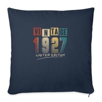 1927 Vintage 1927 né en 1927 anniversaire. Année 2 - Housse de coussin décorative 45 x 45 cm - bleu marine - Devant