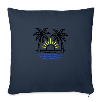 Plage de palmiers d’été - Housse de coussin décorative 45 x 45 cm - bleu marine - Devant