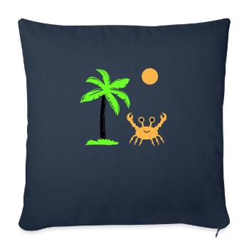 Crabe, Soleil, Paume - Housse de coussin décorative 45 x 45 cm - bleu marine - Devant