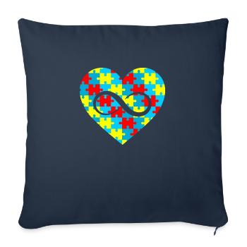Autisme Infini Amour Pour Enfant Autiste Mignon Autisme - Housse de coussin décorative 45 x 45 cm - bleu marine - Devant