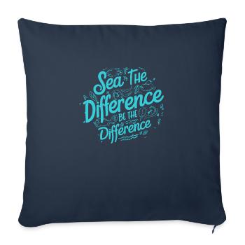 Baignade sur la plage et la mer sans plastique contre la pollution - Housse de coussin décorative 45 x 45 cm - bleu marine - Devant