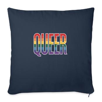 Queer - Logo arc-en-ciel queer cool - Housse de coussin décorative 45 x 45 cm - bleu marine - Devant