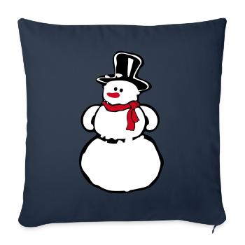 Bonhomme de neige - Housse de coussin décorative 45 x 45 cm - bleu marine - Devant