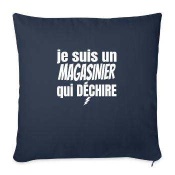 magasinier qui déchire - Housse de coussin décorative 45 x 45 cm - bleu marine - Devant