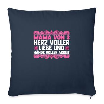 Mama Von 3 Kindern - Sofakissenbezug 45 x 45 cm - Navy - Vorne