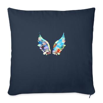 ailes d’ange, ailes, aquarelle, colorée, ailes d’ange - Housse de coussin décorative 45 x 45 cm - bleu marine - Devant