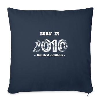 NÉ EN 2010 - édition limitée - Housse de coussin décorative 45 x 45 cm - bleu marine - Devant