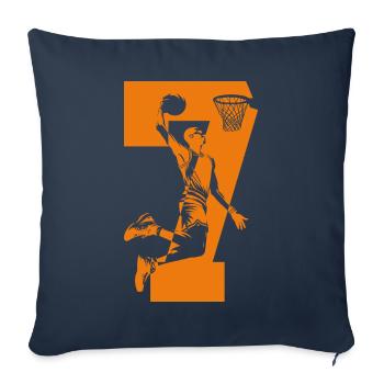 NUMMER 7 BASKETBALL 7. GEBURTSTAG - Sofakissenbezug 45 x 45 cm - Navy - Vorne