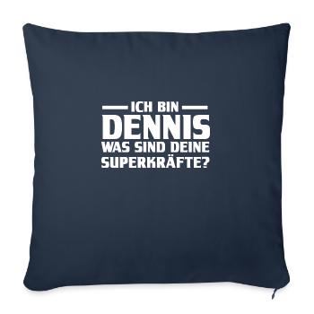 Prénom Dennis - Housse de coussin décorative 45 x 45 cm - bleu marine - Devant