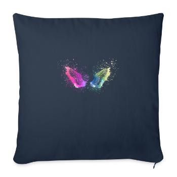 ailes de pêche,ailes,aquarelle,coloré,ailes d’ange - Housse de coussin décorative 45 x 45 cm - bleu marine - Devant