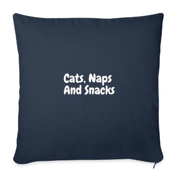 T-shirt Chats, Siestes et collations - Housse de coussin décorative 45 x 45 cm - bleu marine - Devant
