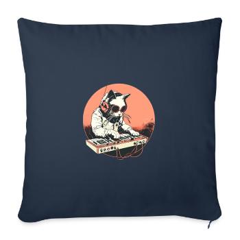 Synth Cat Vintage 2 - Housse de coussin décorative 45 x 45 cm - bleu marine - Devant
