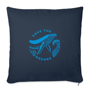Save the Oceans - Rettet die Meere - Sofakissenbezug 45 x 45 cm - Navy - Vorne