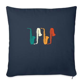 saxophone rétro vintage joueur de saxophone - Housse de coussin décorative 45 x 45 cm - bleu marine - Devant