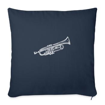 Trompette Instrument de Musique - Housse de coussin décorative 45 x 45 cm - bleu marine - Devant