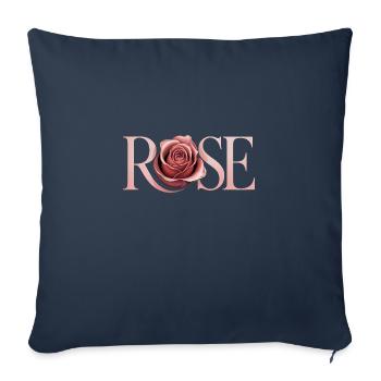 Rose - Logo botanique cool - Housse de coussin décorative 45 x 45 cm - bleu marine - Devant