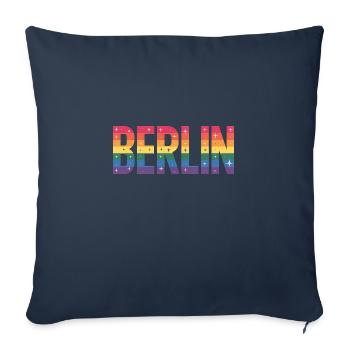 Berlin - Logo de la ville queer cool - Housse de coussin décorative 45 x 45 cm - bleu marine - Devant
