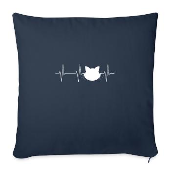 Herzschlag Katze - Sofakissenbezug 45 x 45 cm - Navy - Vorne