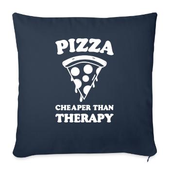 Pizza Cheaper than Therapy - Sofa pillowcase 17,3'' x 17,3'' (45 x 45 cm) - navy - Front