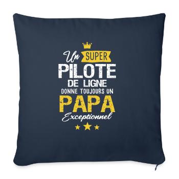 Pilote de ligne cadeau drôle futur papa - Housse de coussin décorative 45 x 45 cm - bleu marine - Devant