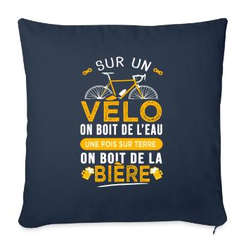 Cycliste vélo Humour passion velo - Housse de coussin décorative 45 x 45 cm - bleu marine - Devant