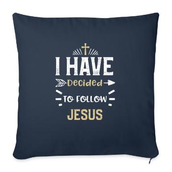 J’ai décidé de suivre Jésus - Housse de coussin décorative 45 x 45 cm - bleu marine - Devant