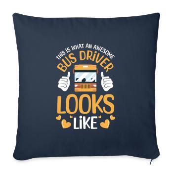 Chauffeur d’autobus scolaire Transport régulier par autobus - Housse de coussin décorative 45 x 45 cm - bleu marine - Devant