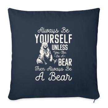 Signes du zodiaque en peau d’ours sauvage - Housse de coussin décorative 45 x 45 cm - bleu marine - Devant