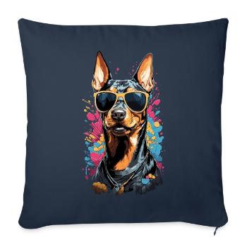 Cooler Dobermann Hund Design mit Stil - Sofakissenbezug 45 x 45 cm - Navy - Vorne