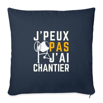 J peux pas j ai Chantier - Housse de coussin décorative 45 x 45 cm - bleu marine - Devant