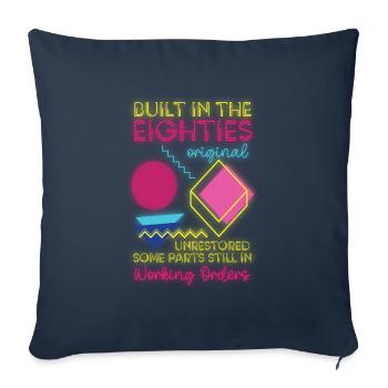 Soirée à thème Old School des années 80 Eighties - Housse de coussin décorative 45 x 45 cm - bleu marine - Devant