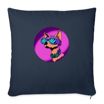 Cyber chien - Housse de coussin décorative 45 x 45 cm - bleu marine - Devant