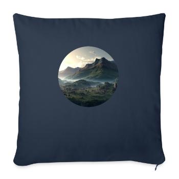 Beau paysage de montagne dans le brouillard - Housse de coussin décorative 45 x 45 cm - bleu marine - Devant