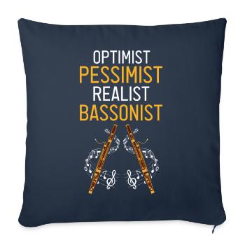 Conception d’instruments à vent bassoniste pour bassoniste - Housse de coussin décorative 45 x 45 cm - bleu marine - Devant