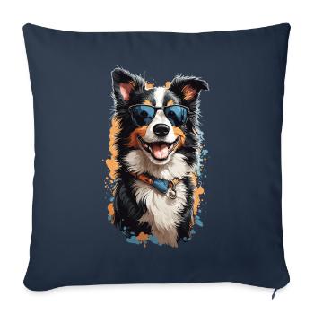 Border Collie Popart Style Dog Artwork - Sofa pillowcase 17,3'' x 17,3'' (45 x 45 cm) - navy - Front