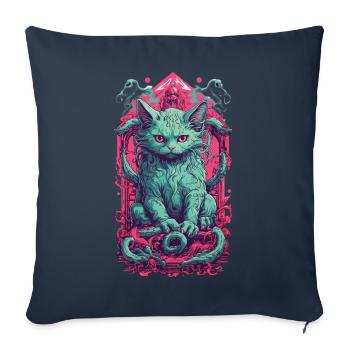 Creepy Demons Cat Halloween Underworld Design - Sofa pillowcase 17,3'' x 17,3'' (45 x 45 cm) - navy - Front