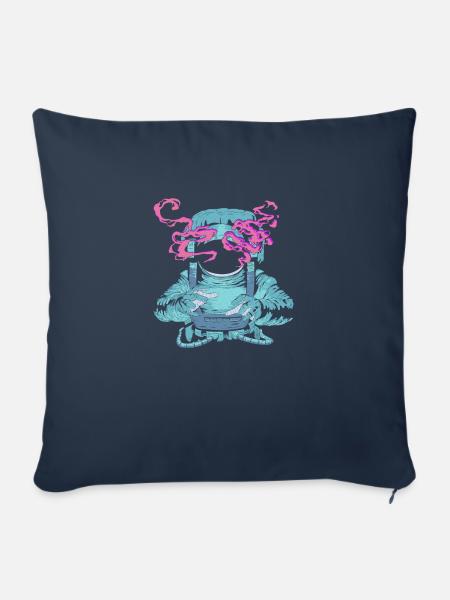 Rauchender Astronaut im Weltall - Sofakissenbezug 45 x 45 cm - Navy