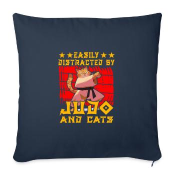 Easily distracted by Judo and Cats - Sofa pillowcase 17,3'' x 17,3'' (45 x 45 cm) - navy - Front