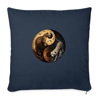 Yin Yang Chats sauvages - Housse de coussin décorative 45 x 45 cm - bleu marine - Devant