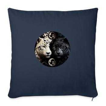 Yin Yang Chats sauvages - Housse de coussin décorative 45 x 45 cm - bleu marine - Devant
