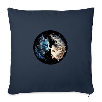 Chats Yin Yang - Housse de coussin décorative 45 x 45 cm - bleu marine - Devant