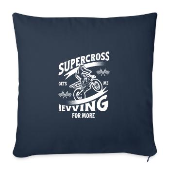 Un pilote de moto tout-terrain me fait vrombir le motocross MX - Housse de coussin décorative 45 x 45 cm - bleu marine - Devant