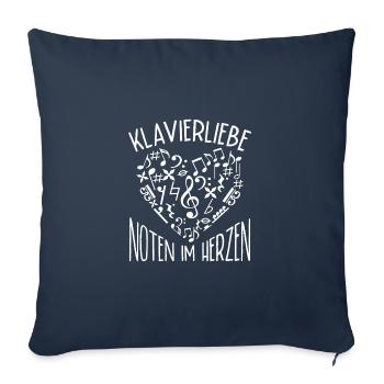 Notes de musicien de piano dans le piano de cœur - Housse de coussin décorative 45 x 45 cm - bleu marine - Devant